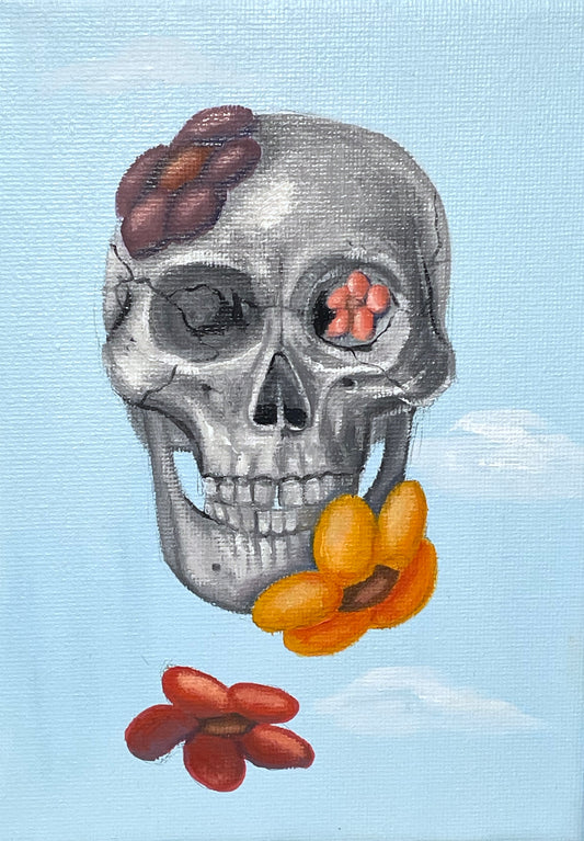 Original Art- Skull with Flowers - SOLD-