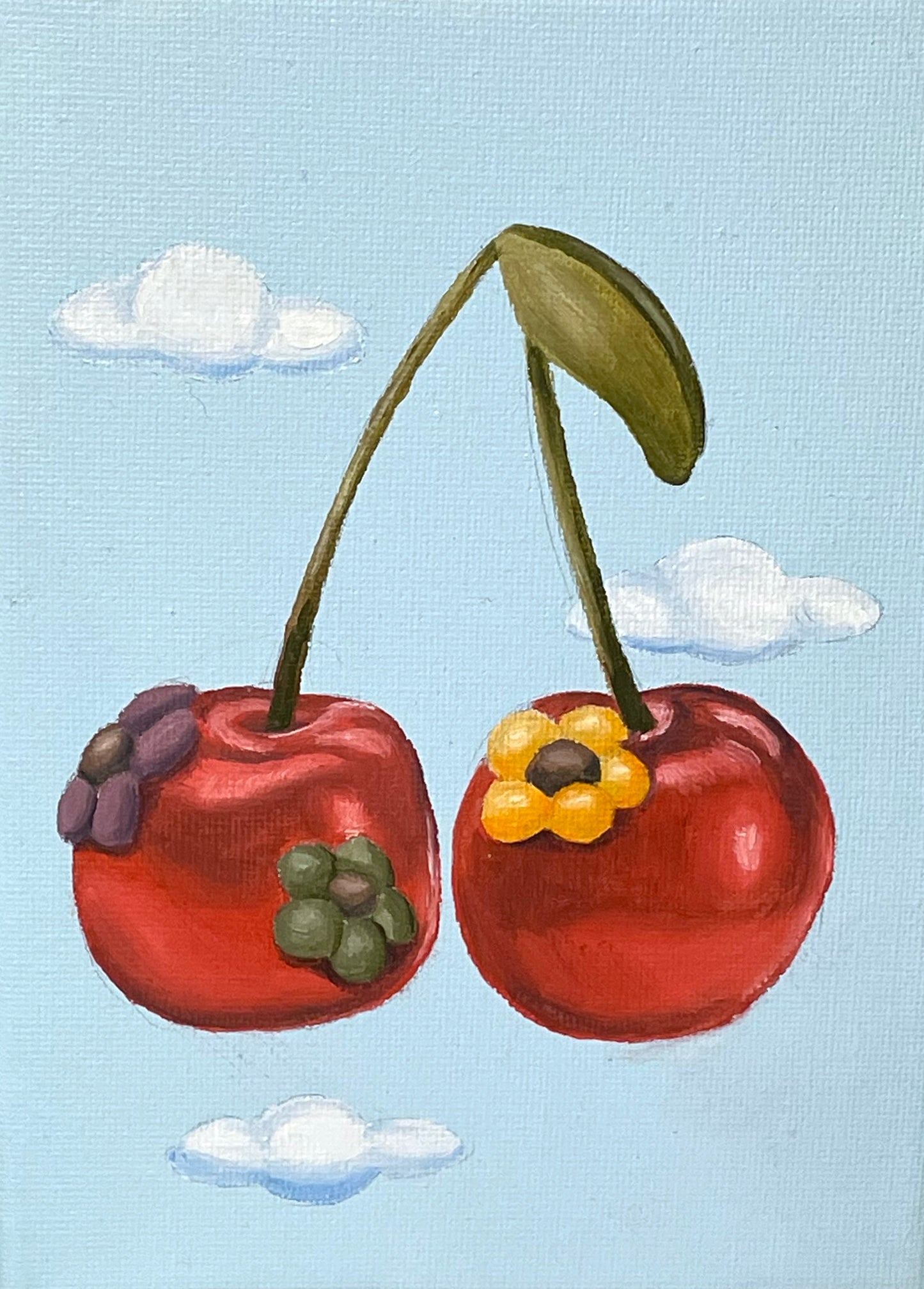 Original Artwork- Cherries with flowers